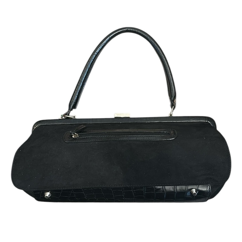 Vintage Y2K Ego Black Suede Shoulder Bag Baguette